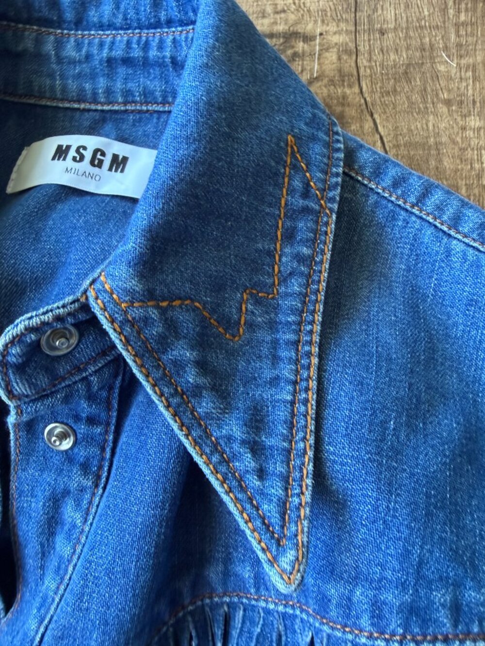 MSGM fringed Western denim shirt, Size 38IT or US4 - Picture 7 of 13